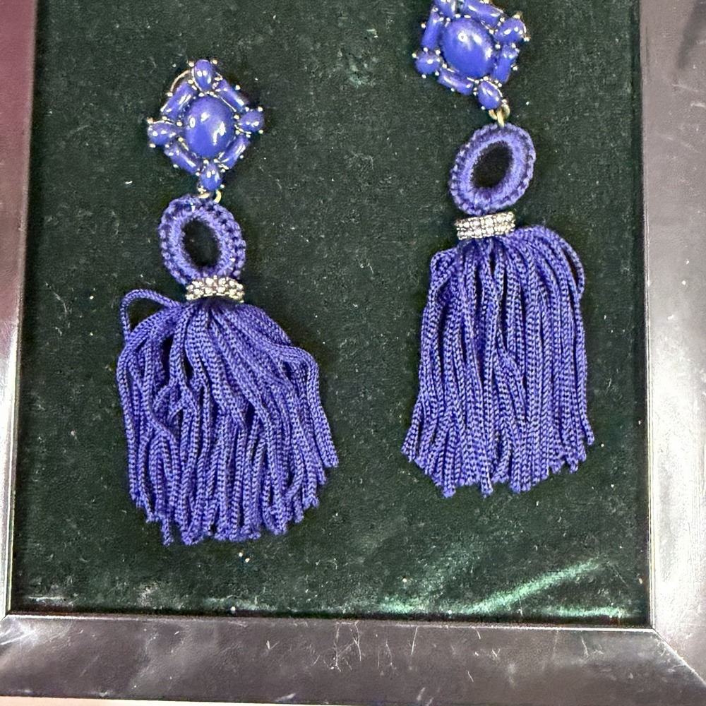 BaubleBar Earrings Royal Blue Beaded Dangle Drop Womens Statement Jewelry